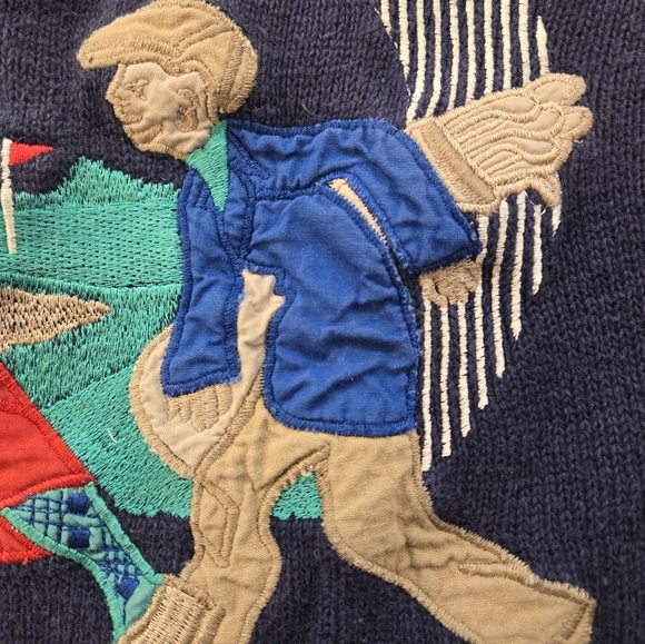 VTG Pringle Of Scotland Mens Crewneck Linen Cotton Embroidered Golf Sweater XL - Picture 7 of 14